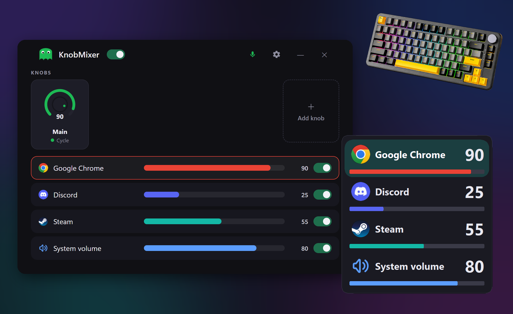 KnobMixer cycling between apps